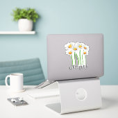 hallo Spring, Daisy Flowers Design Sticker (Laptop op bureau)