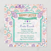 Hallo · Spring Floral Easter Invitation Kaart (Voorkant / Achterkant)
