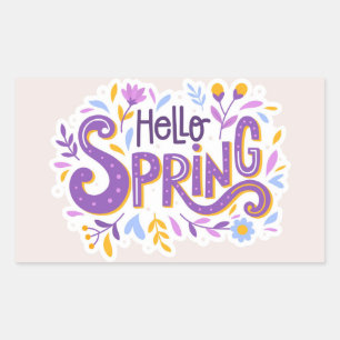 hallo Spring Floral Rechthoekige Sticker