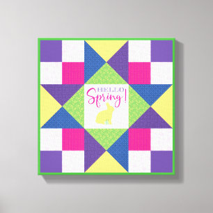 Hallo Spring Ohio Star Quilt Block Patroon Canvas Afdruk