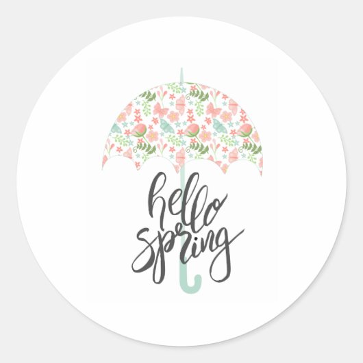 hallo Spring Umbrella Ronde Sticker (Voorkant)