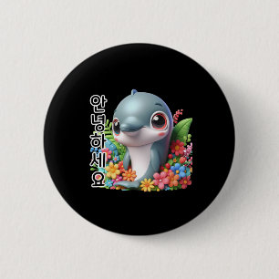 Hallo Sticker Dolfijnen Zeg Ronde Button 5,7 Cm