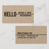 "Hallo" stijlvol, modern, minimalistisch kraftpapi Visitekaartje (Voorkant / Achterkant)