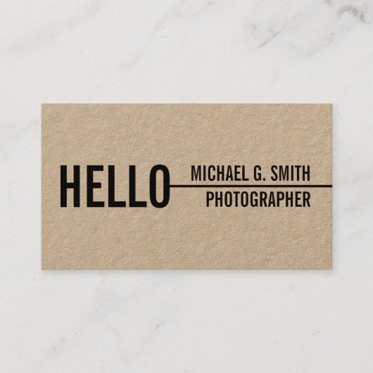 "Hallo" stijlvol, modern, minimalistisch kraftpapi Visitekaartje (Voorkant)