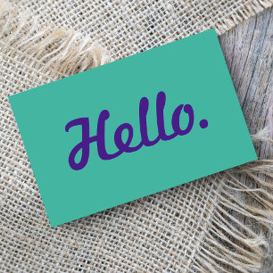 Hallo Stijlvol Typografie Script Casual Paars Visitekaartje