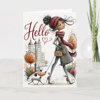 Hallo Stijlvolle Herfst Mode Vriendschap Kaart