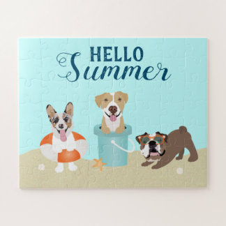 hallo Summer Beach Dogs Blue Legpuzzel