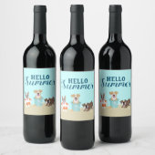 hallo Summer Beach Dogs Blue Wijn Etiket (Flessen)
