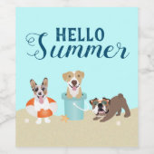 hallo Summer Beach Dogs Blue Wijn Etiket (Enkel label)