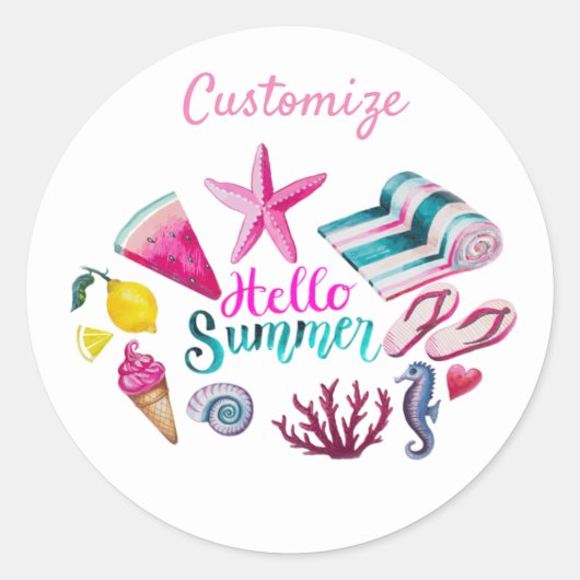 hallo Summer Beach Thunder-Cove Ronde Sticker (Voorkant)