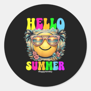 Hallo Summer Boy Girls Laatste schooldag Einde van Ronde Sticker