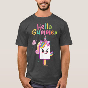 hallo Summer Cute Unicorn Ice Cream Gelato Ice Pop T-shirt