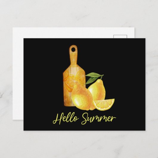 hallo Summer Lemon Tropical Fruit Uitnodiging Briefkaart (Voorkant / Achterkant)