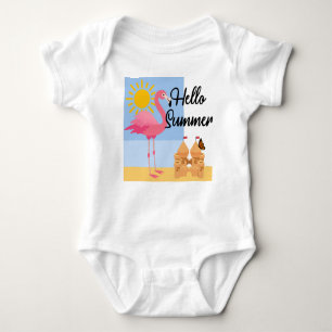 hallo Summer Pink Flamingo Design - Baby Jersey Bo Romper
