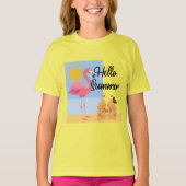hallo Summer Pink Flamingo Design - Girls' Basic T T-shirt (Voorkant)