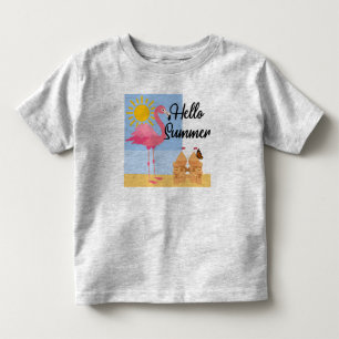 hallo Summer Pink Flamingo Design - Toddler Fine J Kinder Shirts