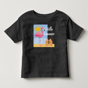 hallo Summer Pink Flamingo Design - Toddler Fine J Kinder Shirts