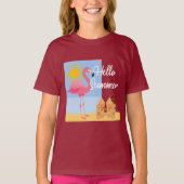 hallo Summer Pink Flamingo Design - Toddler Fine J T-shirt (Voorkant)