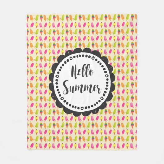 hallo Summer Popsicles en Ice Cream Fleece Deken (Voorkant)