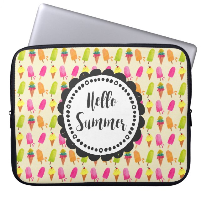 hallo Summer Popsicles en Ice Cream Laptop Sleeve (Voorkant)
