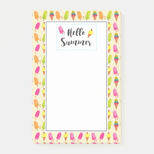 hallo Summer Popsicles en Ice Cream Post-it® Notes (Voorkant)