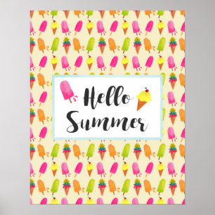 hallo Summer Popsicles en Ice Cream Poster