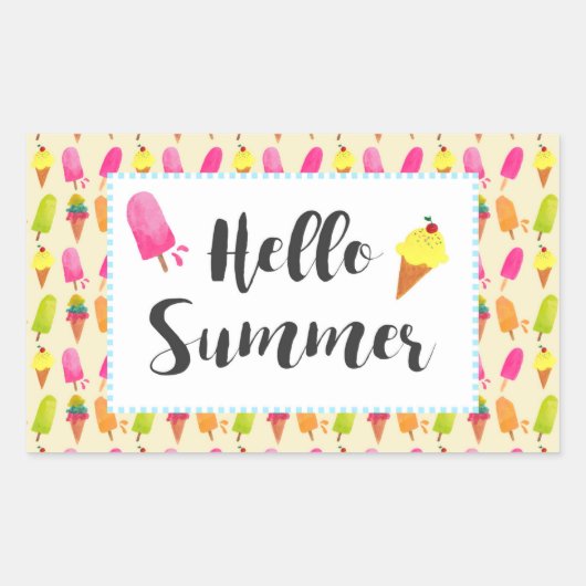 hallo Summer Popsicles en Ice Cream Rechthoekige Sticker (Voorkant)
