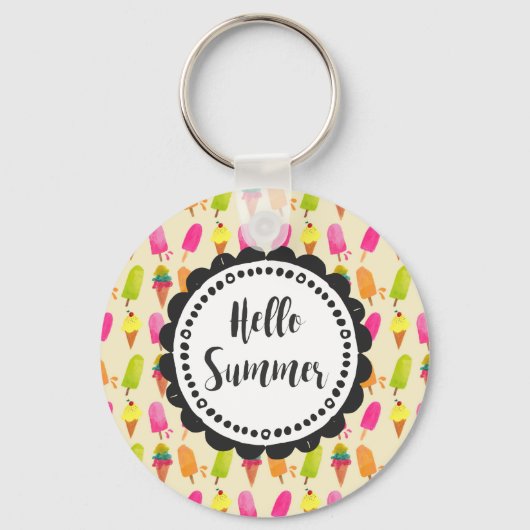 hallo Summer Popsicles en Ice Cream Sleutelhanger (Voorkant)