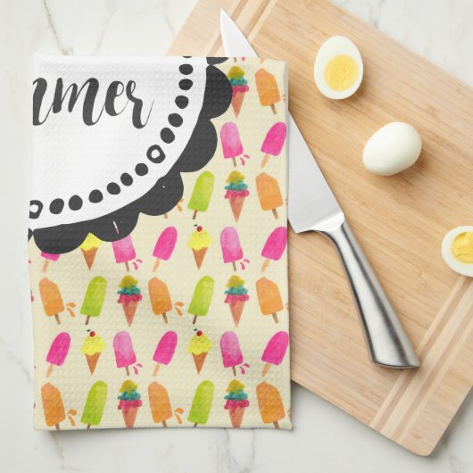 hallo Summer Popsicles en Ice Cream Theedoek (Quarter Fold)