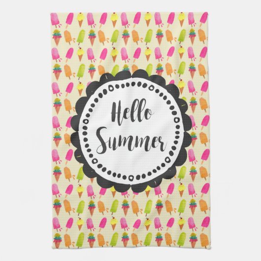 hallo Summer Popsicles en Ice Cream Theedoek (Verticaal)