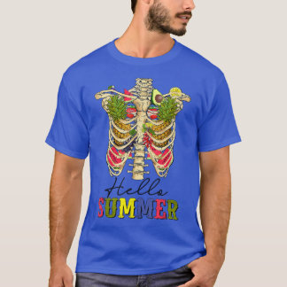 hallo Summer Skeleton Flower Watermelon Beach Trop T-shirt