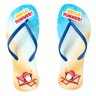 hallo Summer Sunbathing Penguin Teenslippers