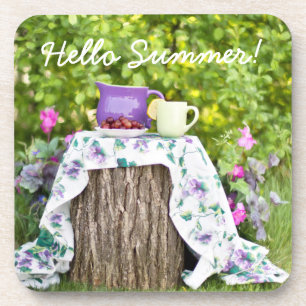 hallo Summer Tea en Plums in de tuin Bier Onderzetter