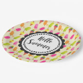 hallo Summer Typography Popsicles en Ice Cream Papieren Bordje (Gekanteld)