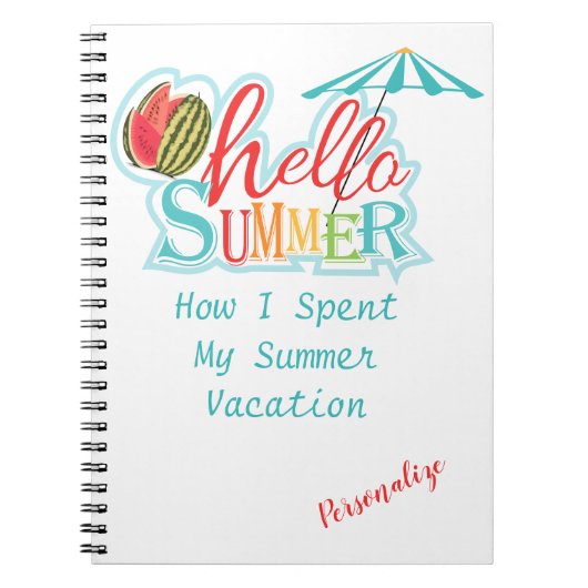 hallo Summer Vacation Personalize Notitieboek Jour (Voorkant)