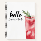 hallo Summer Waterverf Red Cherry Cocktail Notitieboek (Voorkant)