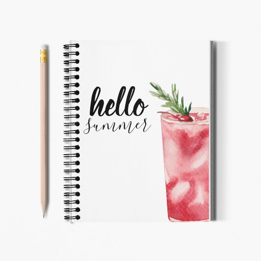 hallo Summer Waterverf Red Cherry Cocktail Notitieboek