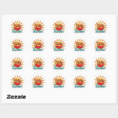hallo Summer Waterverf Watermelon and Sun Ronde Sticker (Vel)
