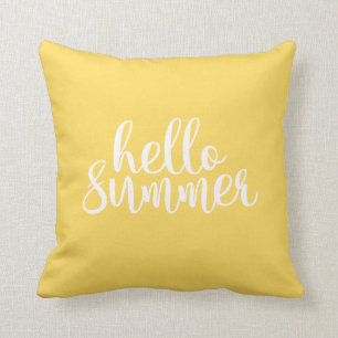hallo Summer Yellow Typografie Kussen