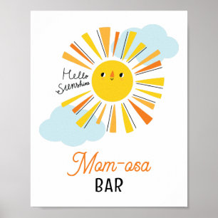 hallo Sunshine Baby shower Ma-osa Bar Poster