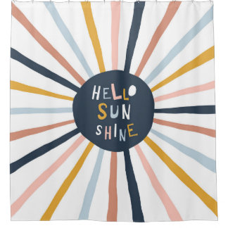 Hallo Sunshine: Kleurrijke kinderlijke typografie Douchegordijn