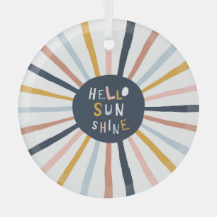 Hallo Sunshine: Kleurrijke kinderlijke typografie Glas Ornament