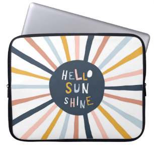 Hallo Sunshine: Kleurrijke kinderlijke typografie Laptop Sleeve