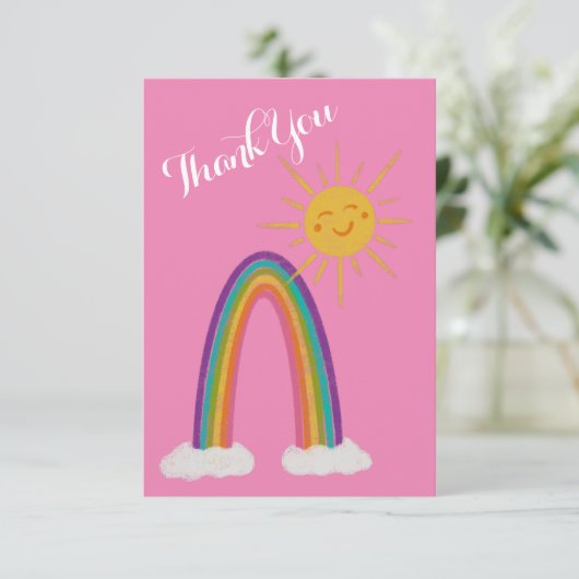 hallo Sunshine met Rainbow Hartelijk dank Bedankkaart (Staand voorkant)