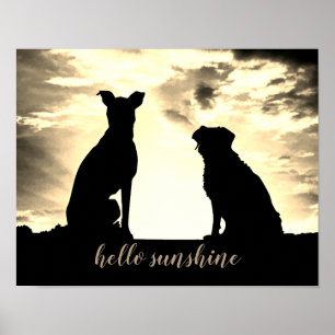 hallo sunshine quote poster met honden