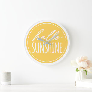 hallo Sunshine Quote Typography Yellow White Grote Klok