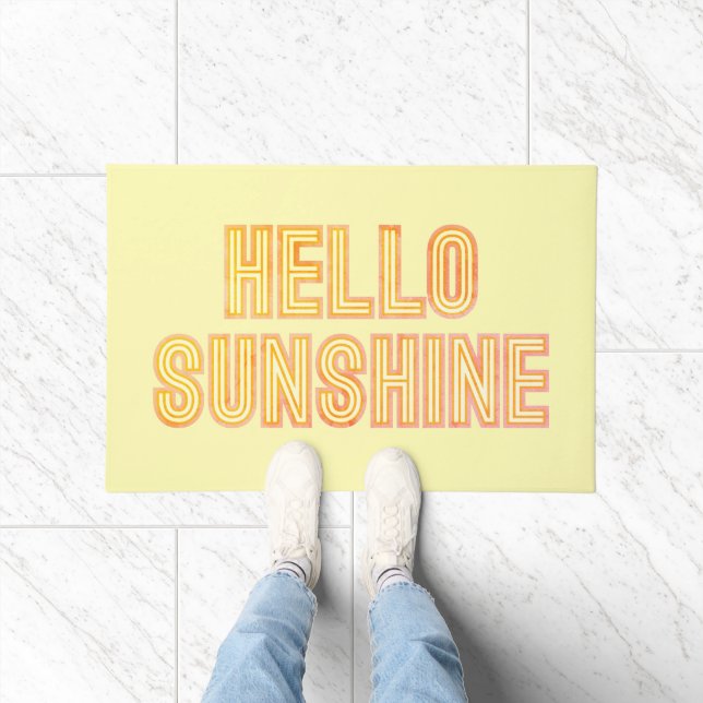 hallo Sunshine Retro Typografie Gele deur Mat (Binnen)