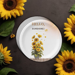Hallo Sunshine Sunflower Garden Baby shower Papieren Bordje