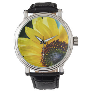 hallo Sunshine Sunflower  Leather Watch Horloge