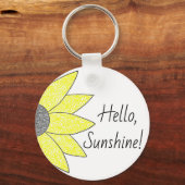 "Hallo, Sunshine!" Zonnebloem Sleutelhanger (Voorkant)